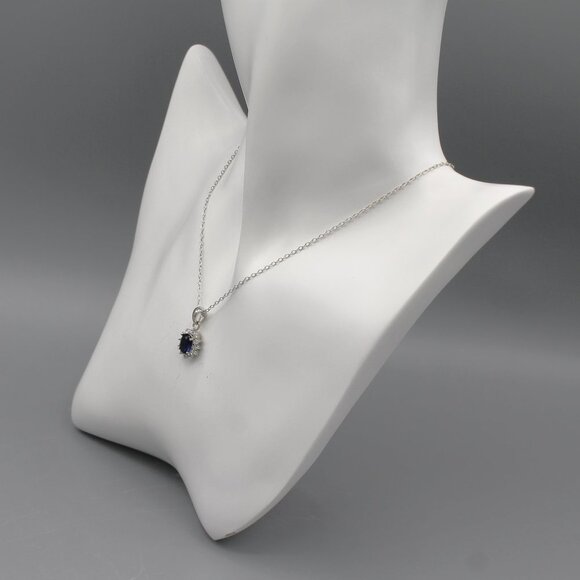 Jewelry pendant necklace sapphire color 925 sterling silver elegant beautiful - Picture 4 of 8